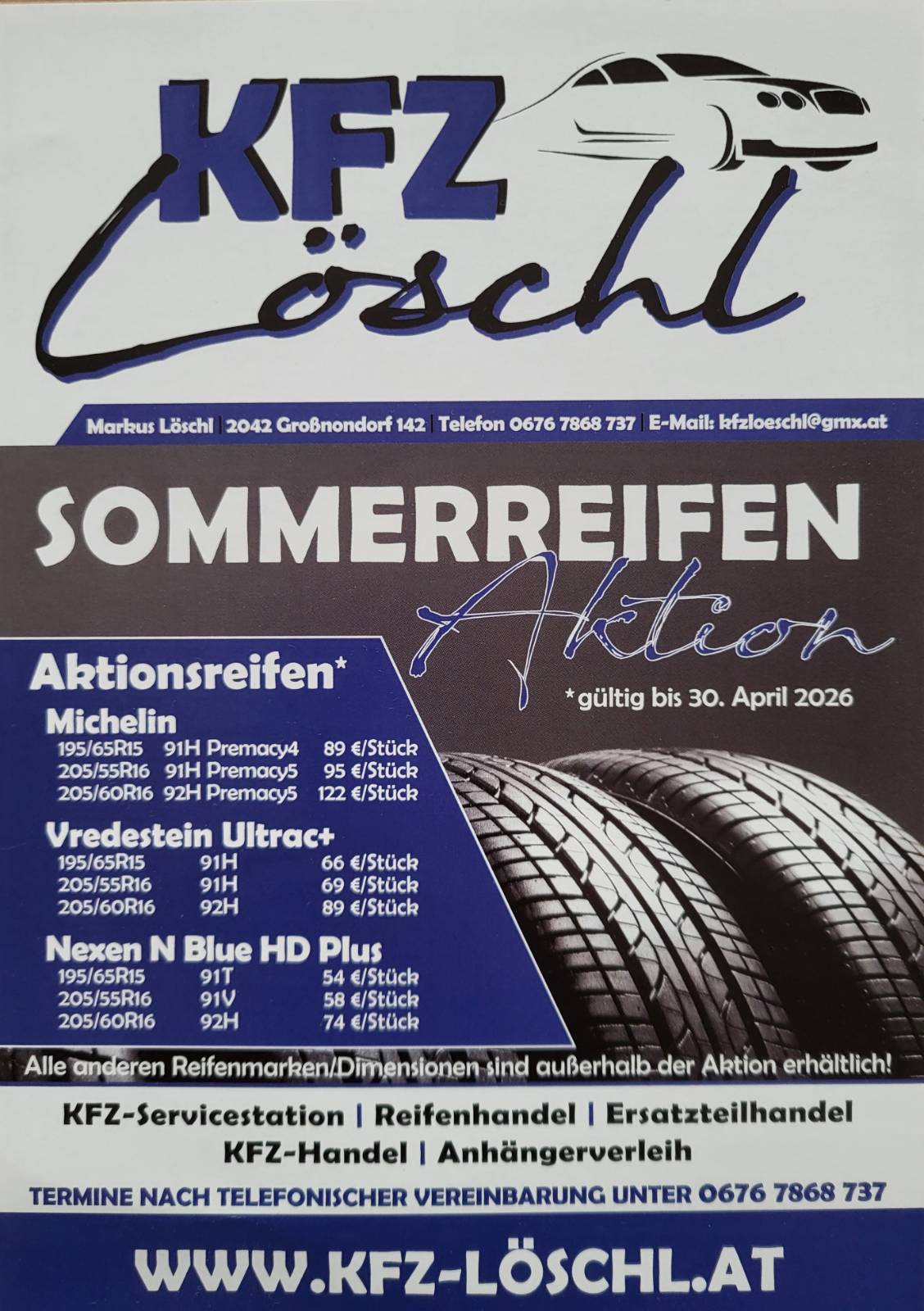 Sommerreifen Aktion KFZ Löschl